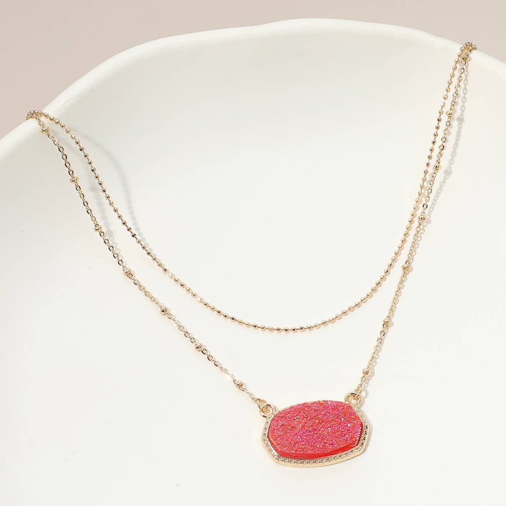 Sensibling Corp. – Engroshandel Halskæde med vedhæng – Druzy vedhæng accent lagdelt halskæde8