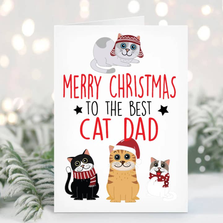 Carte de Noël - Papa Chat pour la vente par Cheeky Chops Cards & Wanky Candles