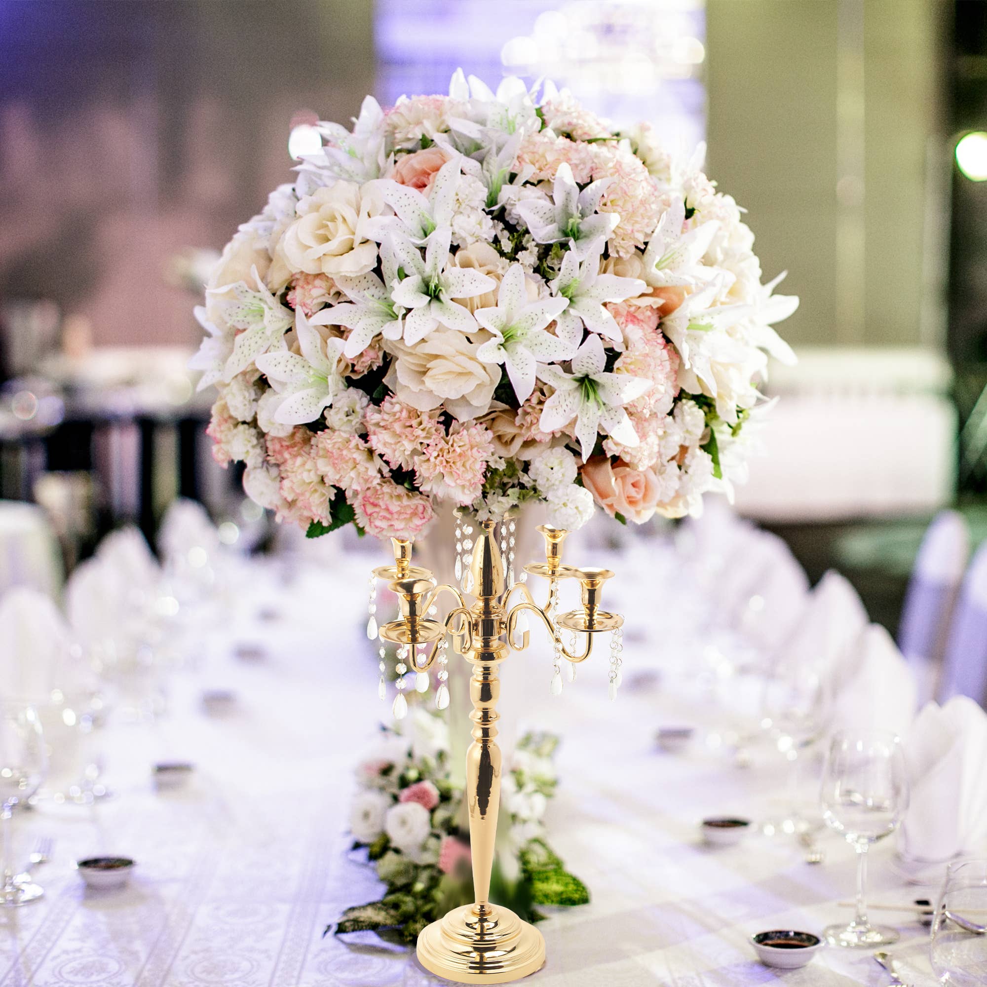 Or Candélabre floral classique 33" - Doré en vente sur Faire2