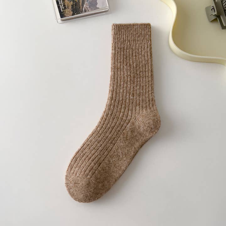 Happy Knits - Wholesale Socks - Women's - Solid Cashmere Warm Socks & Striped Wool Socks for Winter