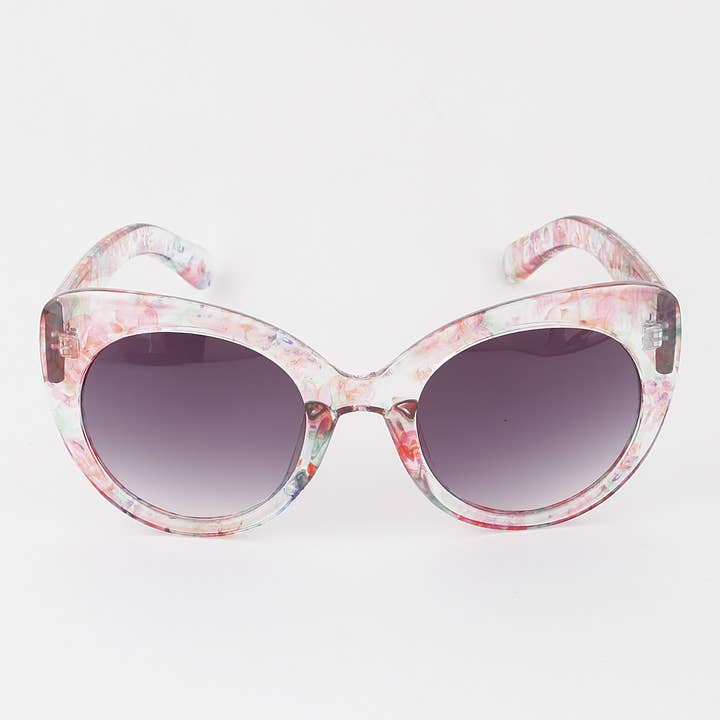 Spring Flower Round Cateye Sunglasses for wholesale by 3AM BY H&D ACCESSORIES