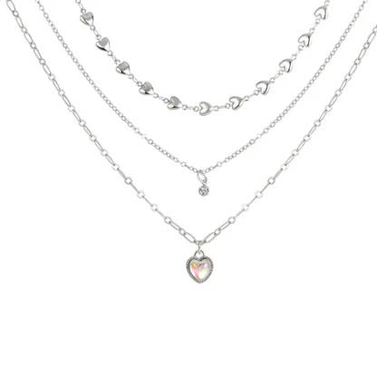 Silver Heart Shape Alloy Plating Rhinestones necklace wholesale for wholesale on Faire5