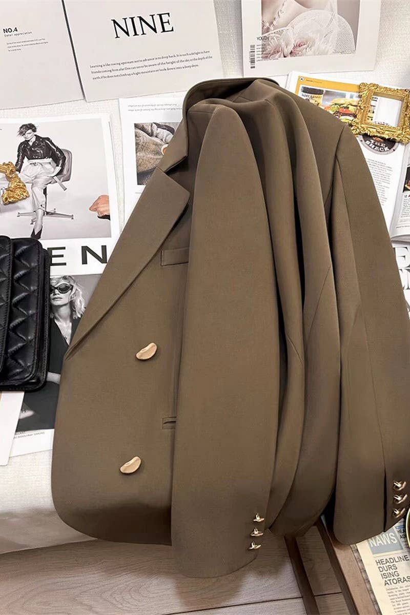 NINEXIS - Wholesale Blazer - Women's - CWOBL0138_SOLID COLOR METAL BUTTON LAPEL COMMUTER SUIT7