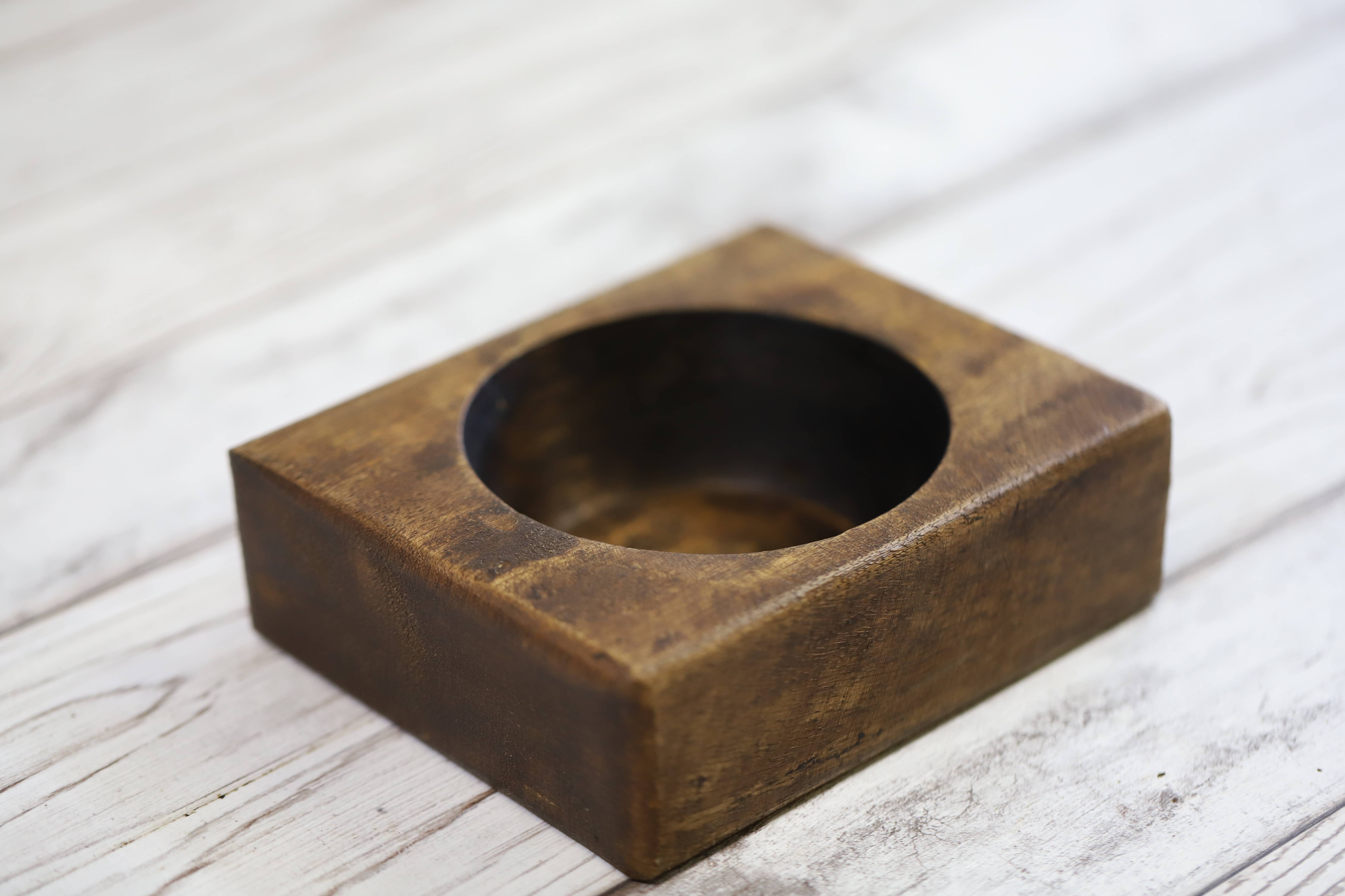 VALENTINA IMPORTS INC - Wholesale Candle Holder - 1-HOLE CHEESE MOLD  (wood)2