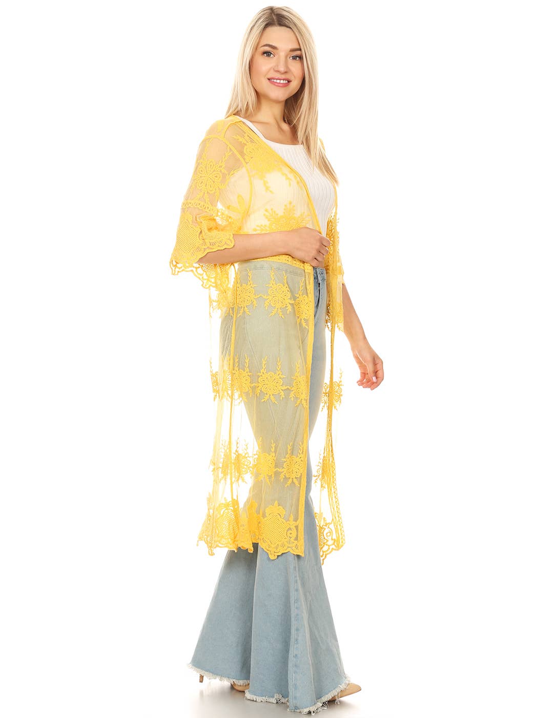 Anna Kaci Wholesale - Wholesale Kimono - Women's - Long Floral Lace Embroidered Kimono13