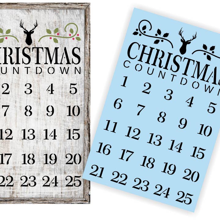 Calendario dell'Avvento di Natale Stencil per la vendita all'ingrosso da parte di Barn Star Painting