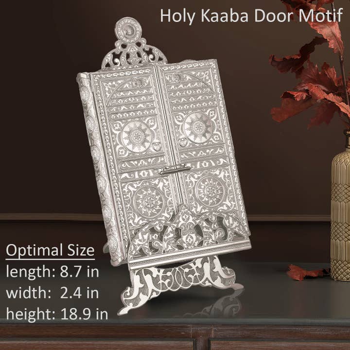 Hakan - Wholesale Decorative Box - Luxury Metal Quran Box with Stand, Gold, and Nickel9