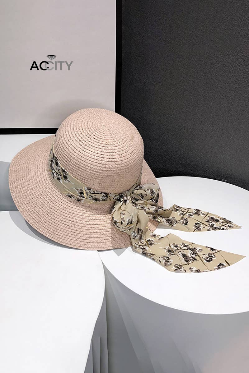 ACCITY - Wholesale Straw Hat - Women's - WIDE BRIM BOWKNOT  FASHION STRAW HAT_CWAH04662