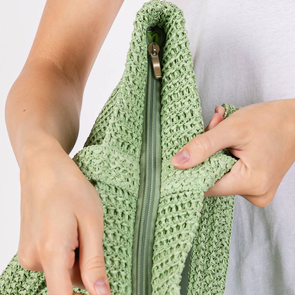 Sensibling Corp. - Wholesale Beach Bag - Solid Crochet Straw Tote Bag / Beach Bag
15