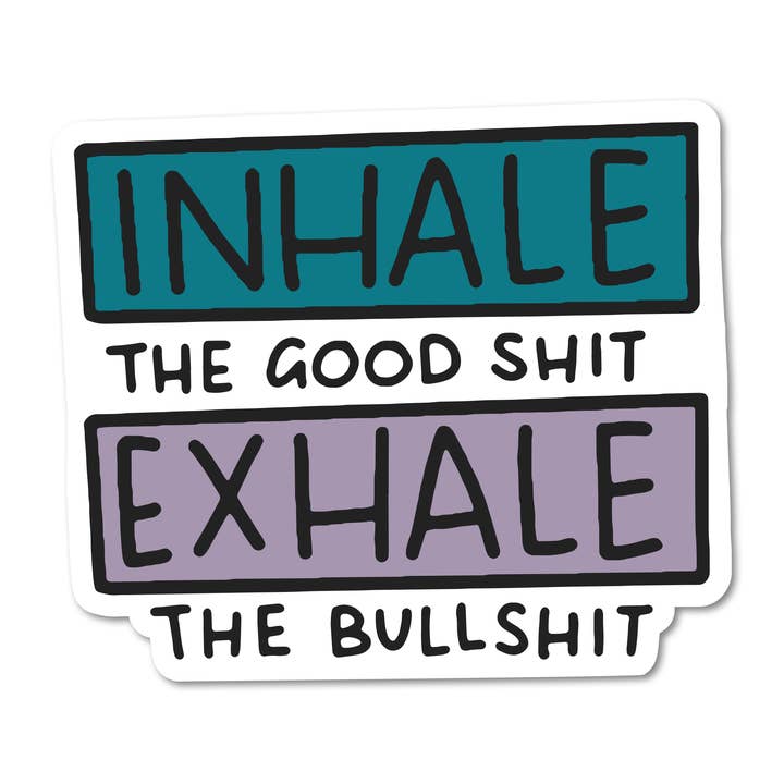 Inhalér Godt Lort, Exhalér Bullshit Vinylklistermærke for engroshandel hos Mouthy Broad