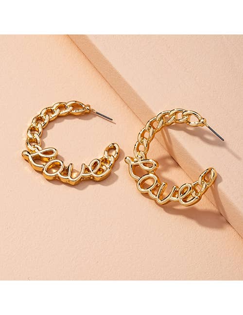 Koko and Lola - Wholesale Hoop Earrings - Mina Gold Love Chain Link Hoop Earrings1