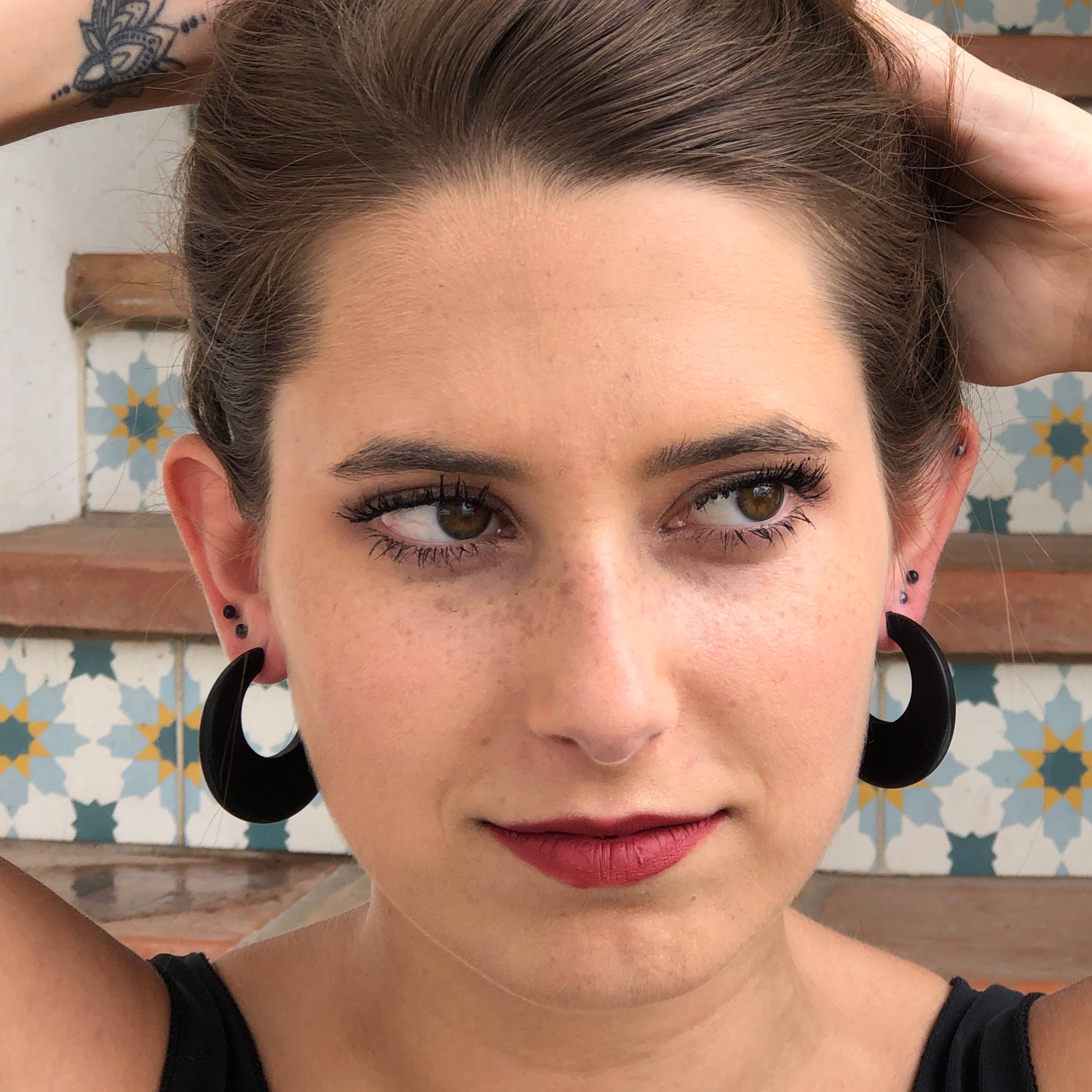 Leetie Lovendale - Wholesale Hoop Earrings - Brown Mod Go Go Lucite Hoop Earrings5