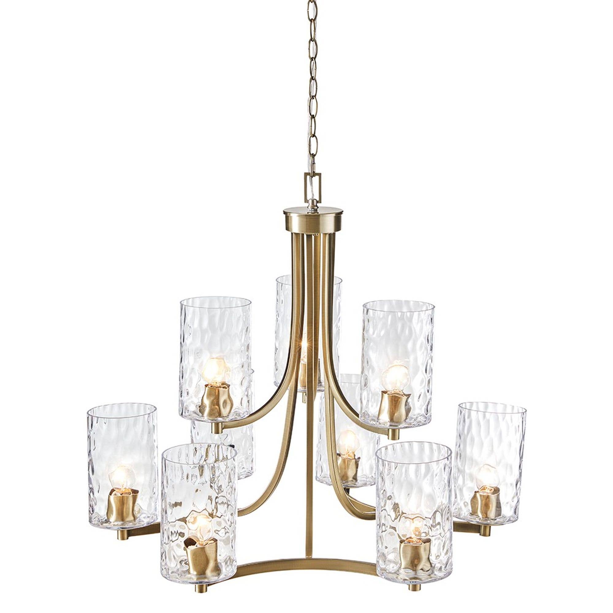 Olliix - Wholesale Chandelier/Hanging Light - 9-light Round Tiered Textured Glass Shades Chandelier3