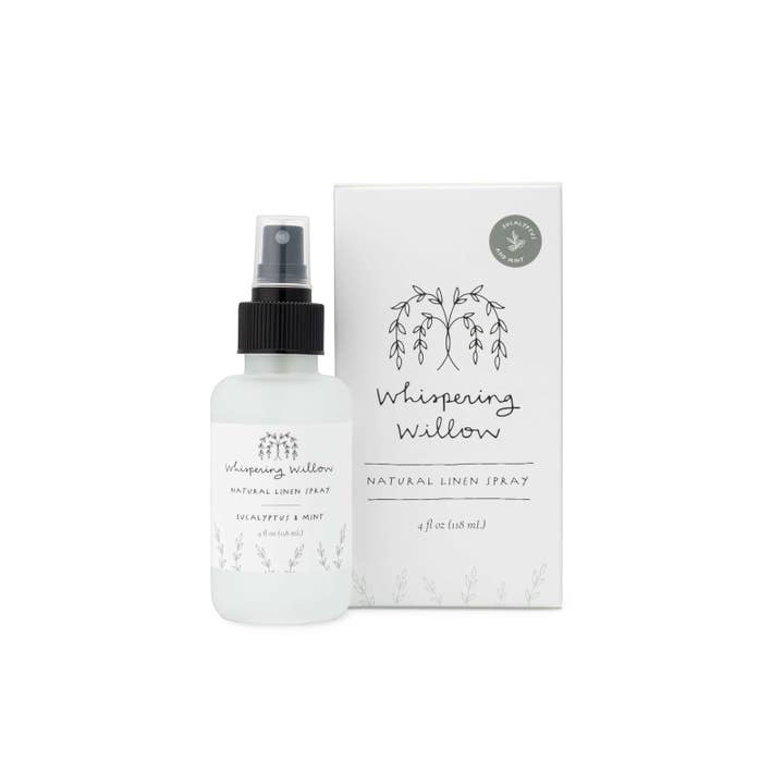 Whispering Willow - Wholesale Linen Spray - Eucalyptus & Mint Linen Spray - 4oz Glass Bottle