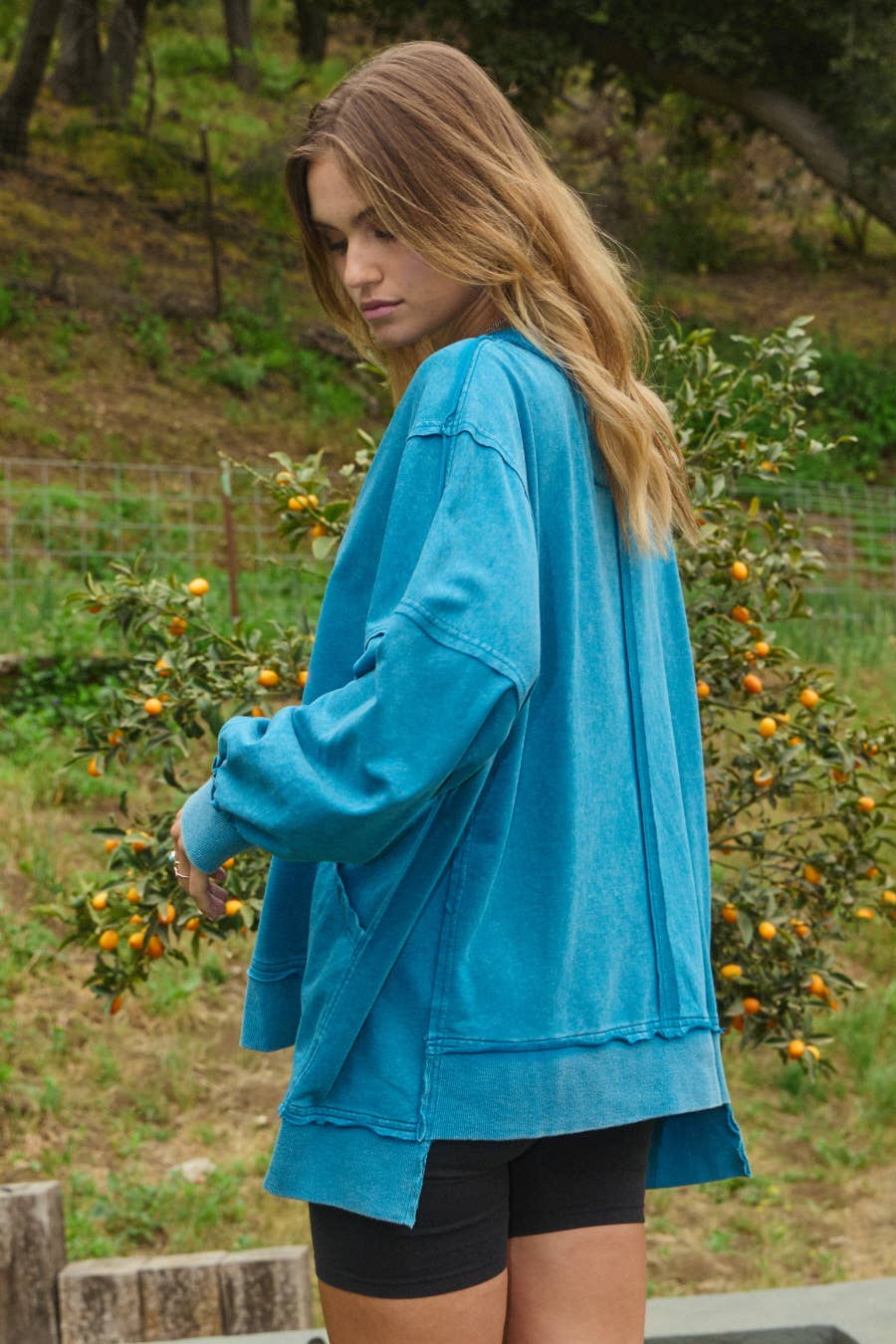 Oddi - Wholesale Sweatshirt - Women's - Plus Acid Washed French Terry Pullover Sweatshirt4