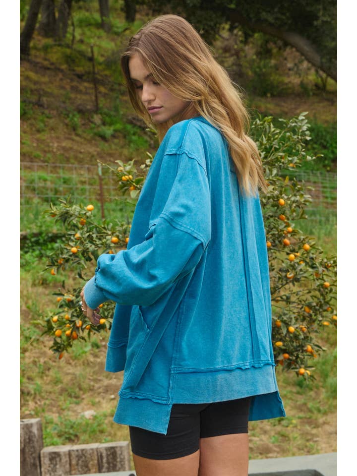 Oddi - Wholesale Sweatshirt - Women's - Plus Acid Washed French Terry Pullover Sweatshirt4