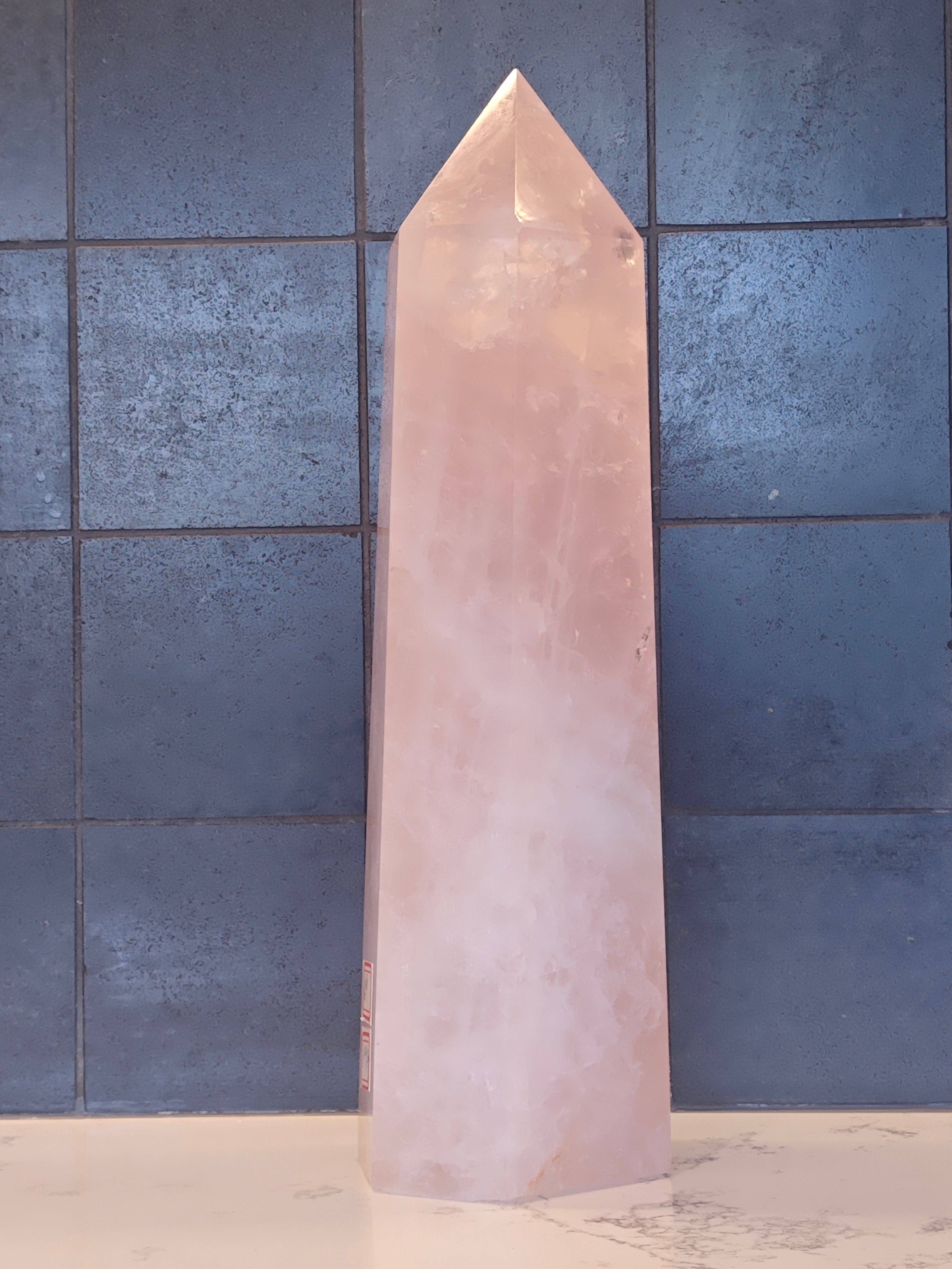 Moon Rituals - Wholesale Spiritual Stone/Crystal - Extra Large Rose Quartz Crystal Obelisk Tower  Love & Harmony , Christmas Crystal Gift #92