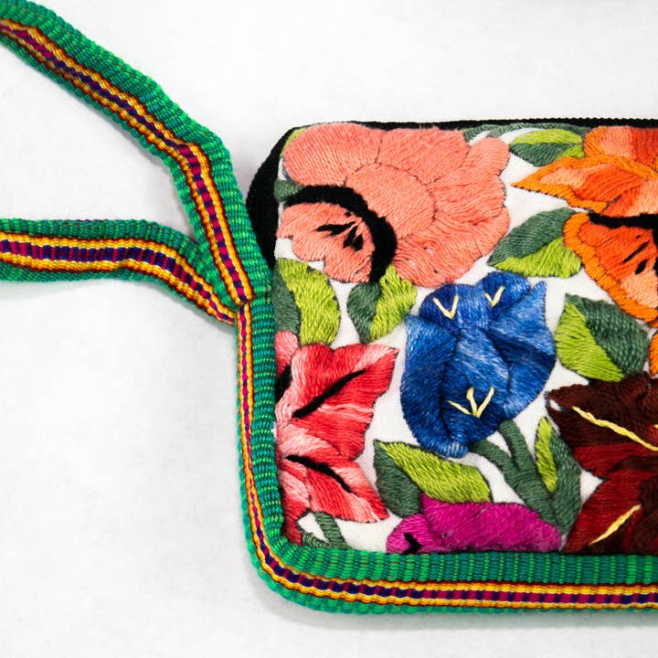 Lumily - Wholesale Wallet - Women's - Huipil Flower Upcycled Flower Wallet with Strap - Guatemala