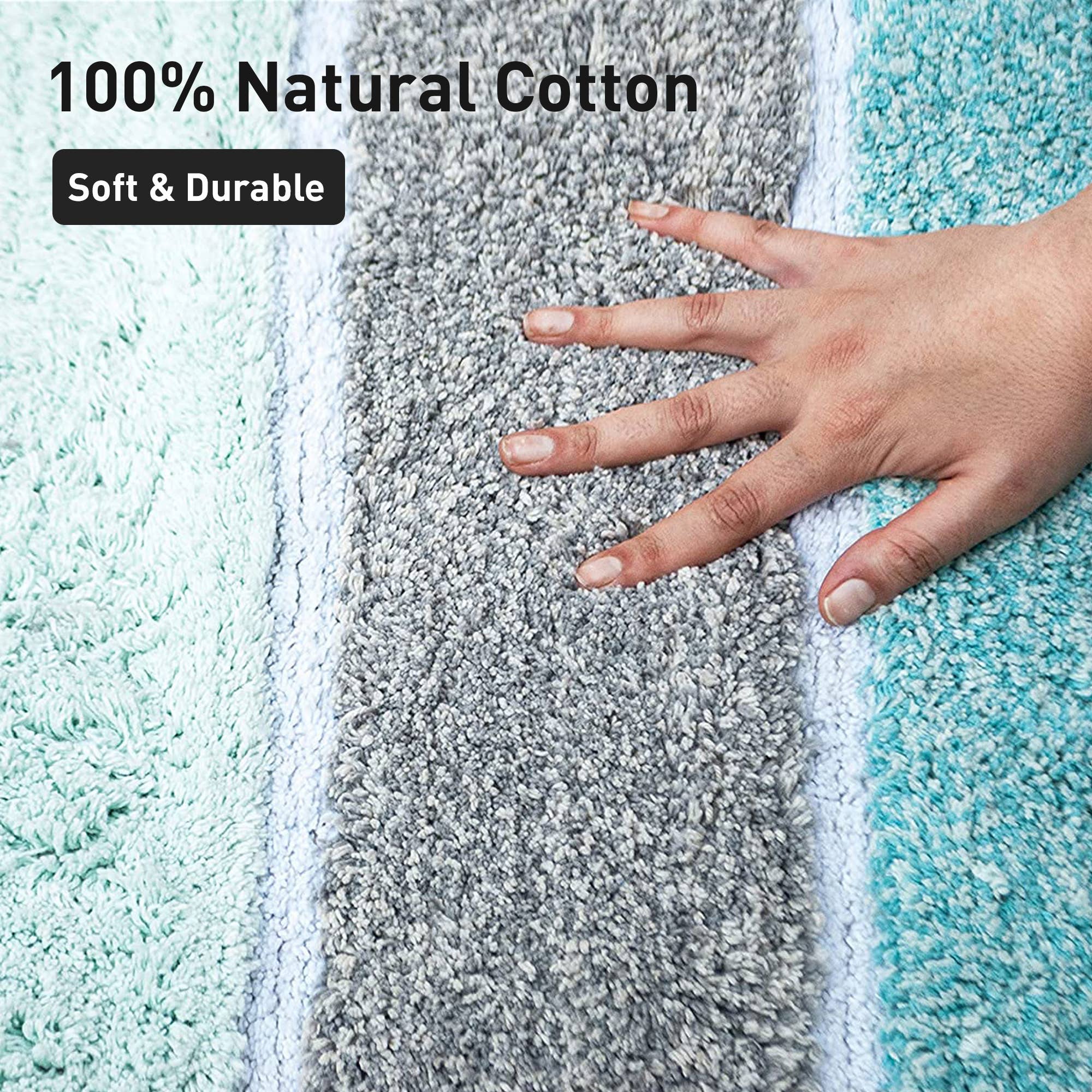 Cinzento Tapete de Banho Cordural Stripe algodão 17" X24" - Verde Menta - Cinza para venda a revendedores na Faire5