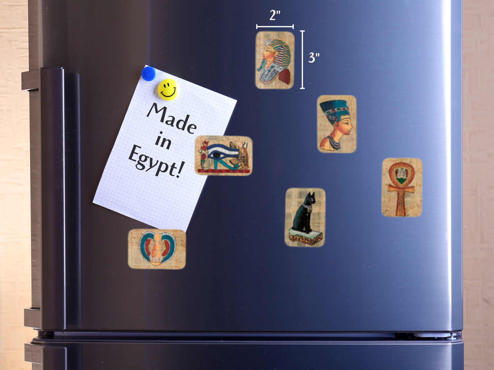 Discoveries, Inc. – Engroshandel Magnet – Papyrusmagneter sæt med 6 assorterede - 2" x 3" - Fremstillet i Egypten2