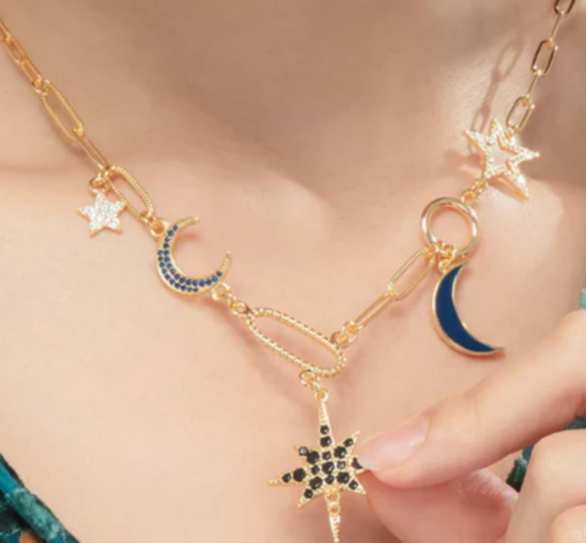 HoopLa - Wholesale Pendant/Charm Necklace - Celestial Moon and Stars1
