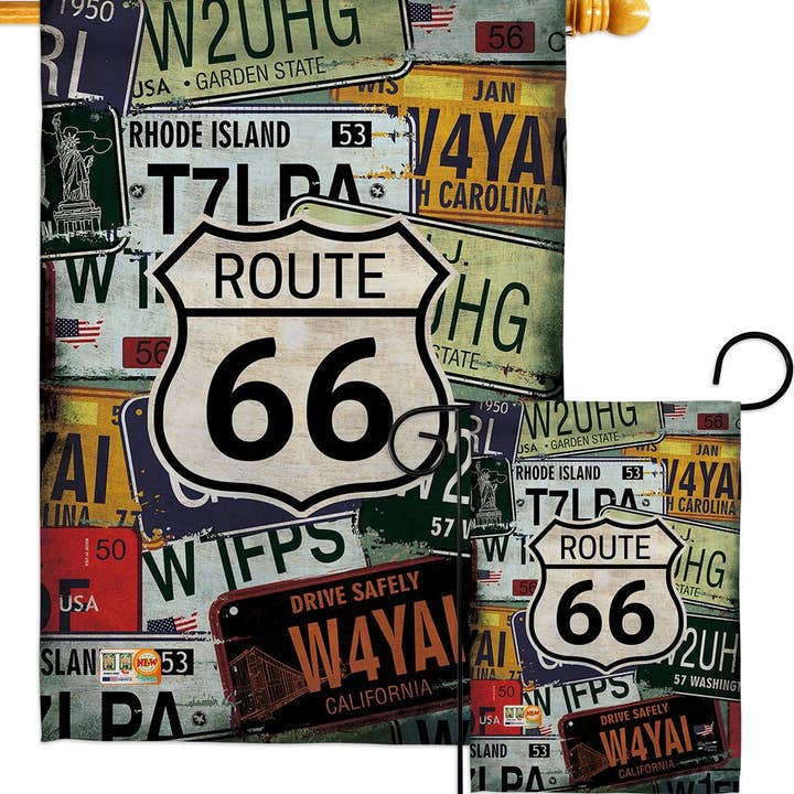 Two Group Flag Co - Wholesale Flag - Route 66 Plates Americana US Historic Decor Flag