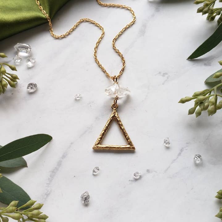 Dreamers of Dreams - Wholesale Pendant/Charm Necklace - Gold Alchemy Element Necklaces Fire, Water, Air, Earth