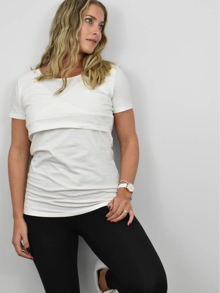 Jenny Short Sleeve Nursing Tee Shirt for wholesale by Ella Bella Maternity