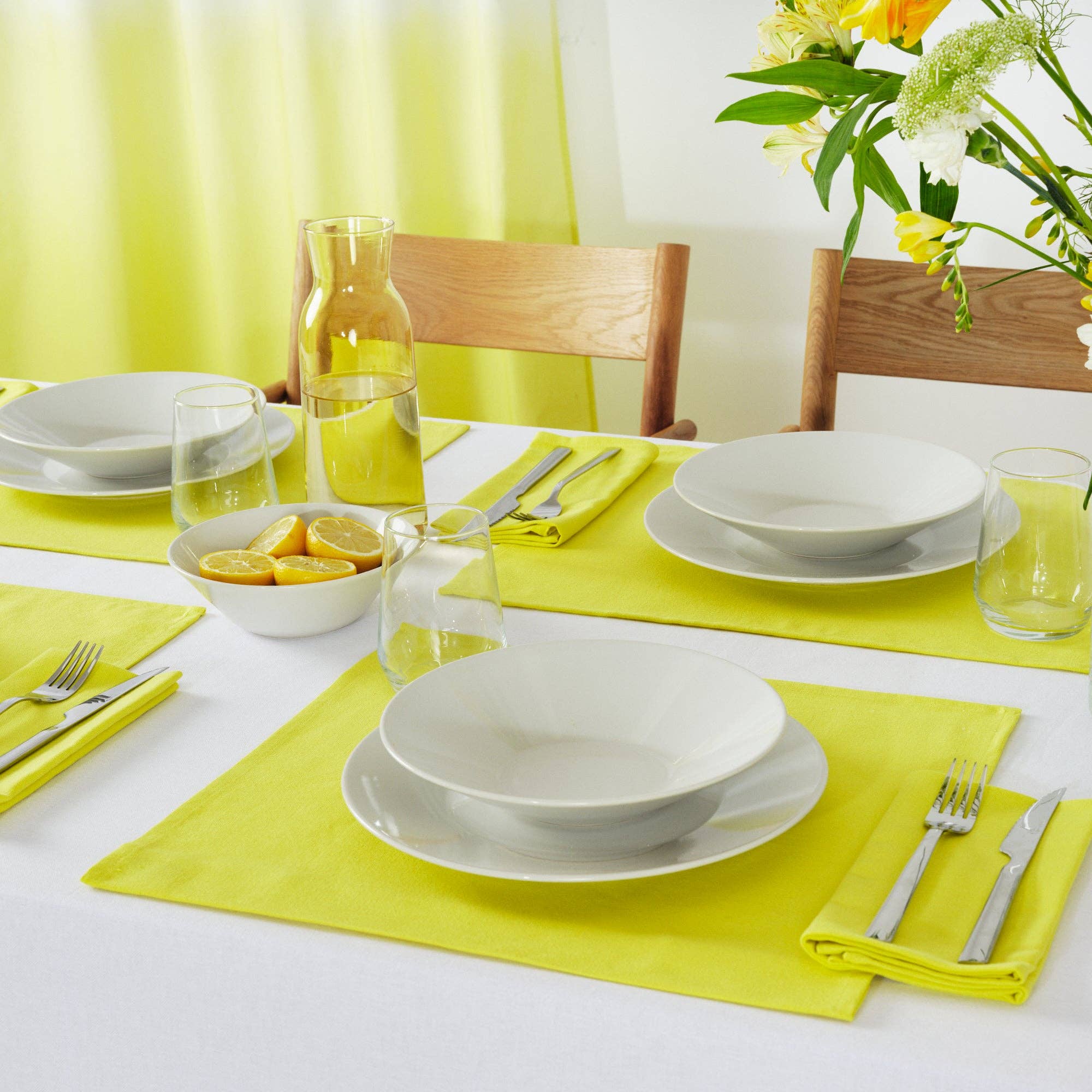 SG HOGAR – Großhandel Tischdecken – Uni-Tischdecke mit Leinenstoffoptik, 100 % Leinen, Optical White1