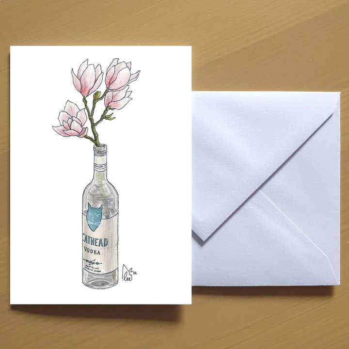 Mississippi Magnolia i Cathead vodka Lykønskningskort for engroshandel hos Lee McGuire Art