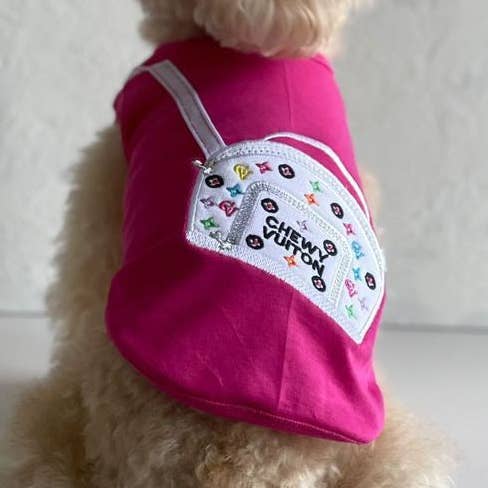 Camisola para Cão Branca Multicolorida com Alça a Tiracolo Rosa Forte por atacado de Mochi & Kona Dog Co.