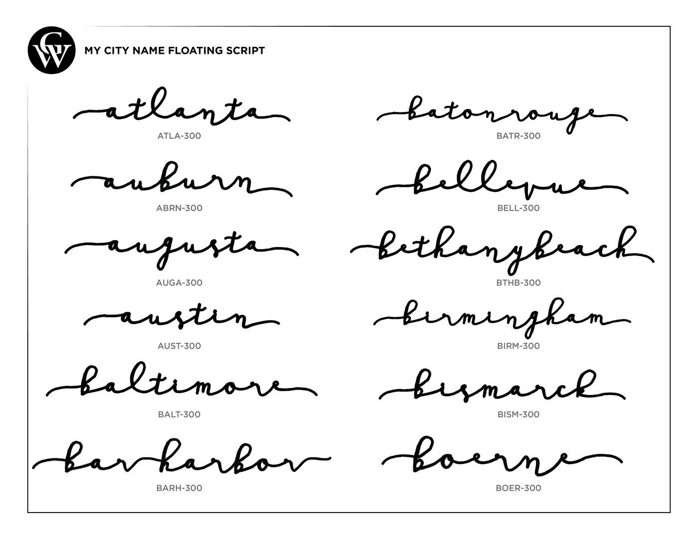 Grainwell - Wholesale Wall Accent - State Name Floating Script2