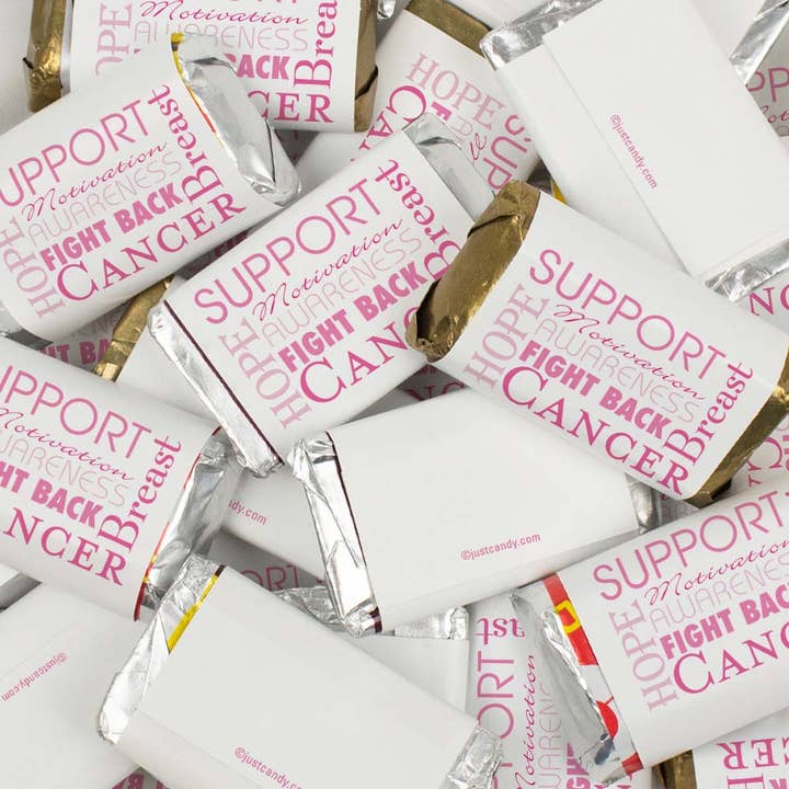 Breast Cancer Awareness Wrapped Hershey's Miniatures 41ct - Strength in Words for wholesale by Just Candy
