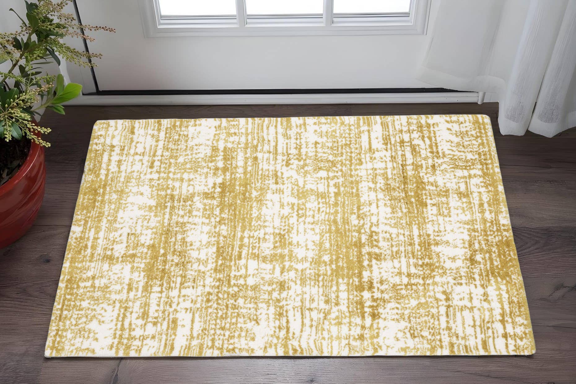HomeRoots - Wholesale Area Rug - 2' X 3' Gold And Ivory Abstract Area Rug1