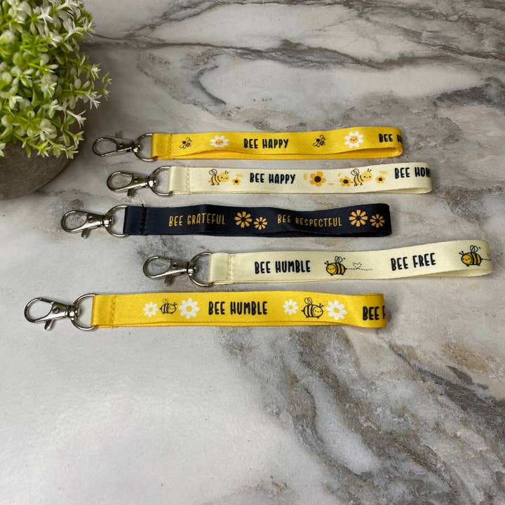 Wrist Lanyard with Keychain Clasp - Bee for wholesale by Hive Supply