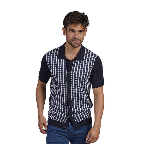 Midnight Mosaic Knit Polo Shirt for wholesale by EIGHT X