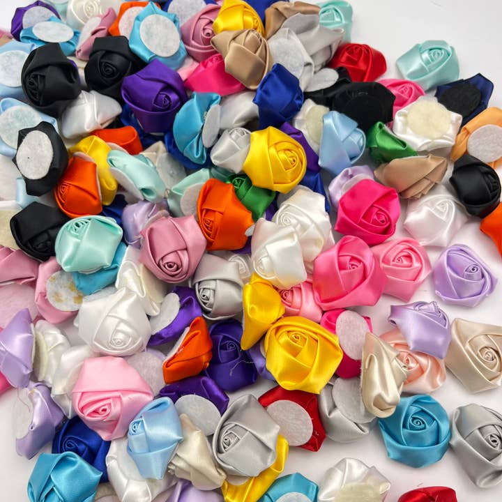 Jazy and Eve - Wholesale Hair Bow - Baby - Satin flower, rolled rosettes, fabric rose aplique2