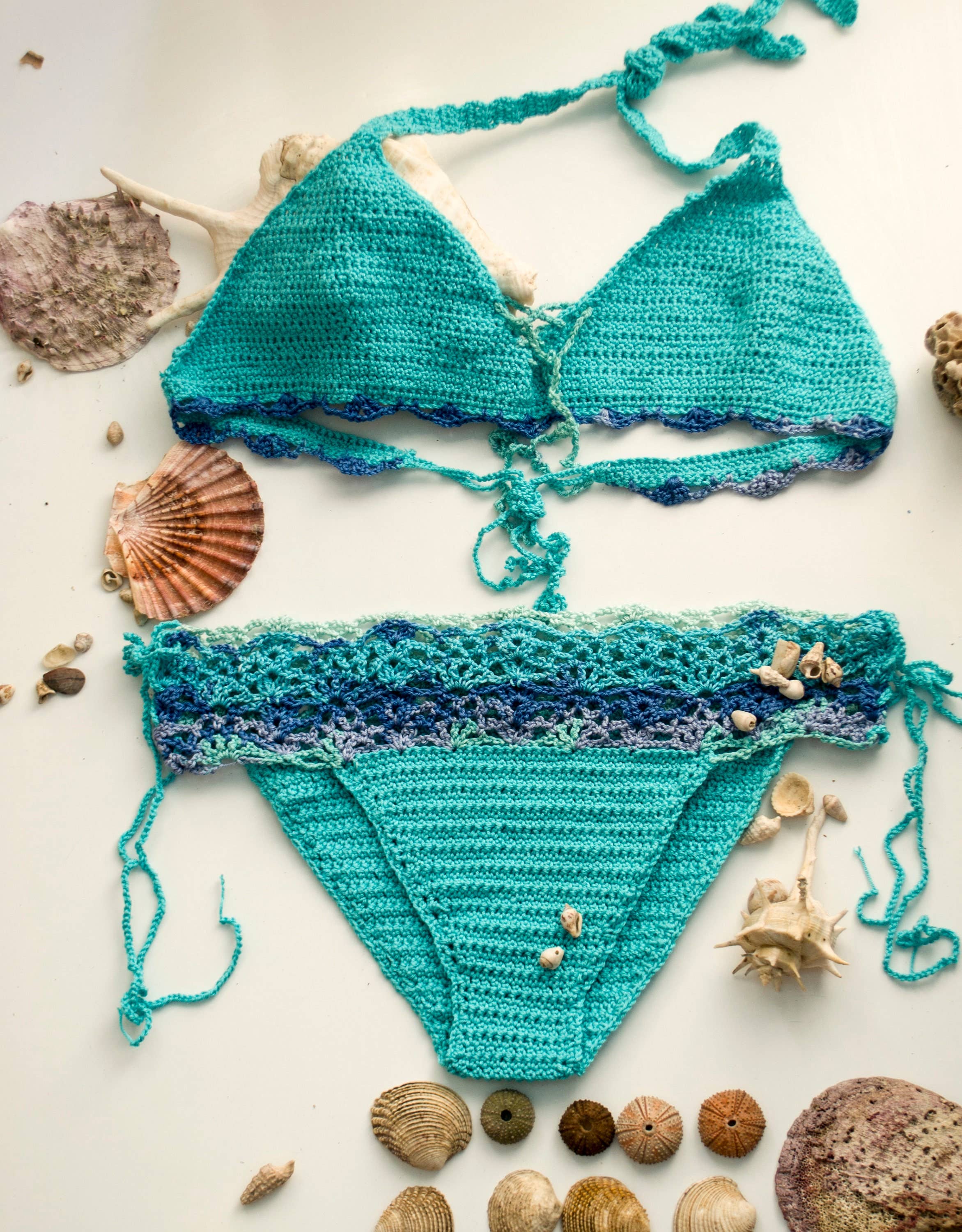 mayAqua - Vente Maillot de bain deux-pièces – femme - Bikini en crochet, ensemble de bikini brésilien, bikini triangle bohème4