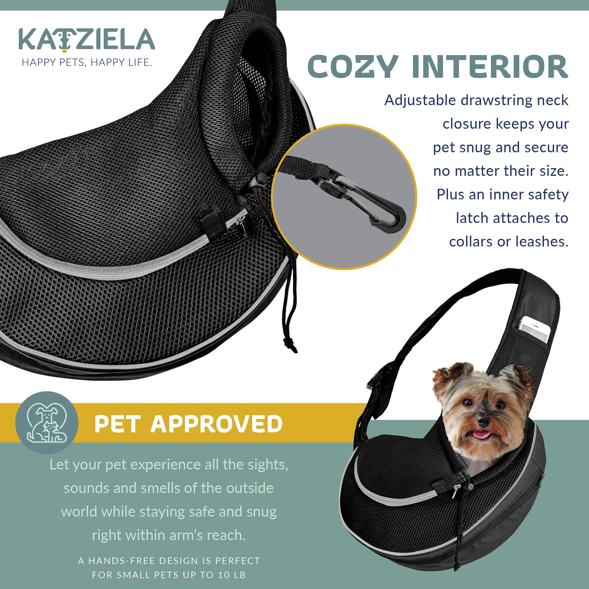Katziela - Wholesale Pet Carrier - Cat/Dog - Pet Carrier Expandable Sling For Small Dogs And Cats Black9