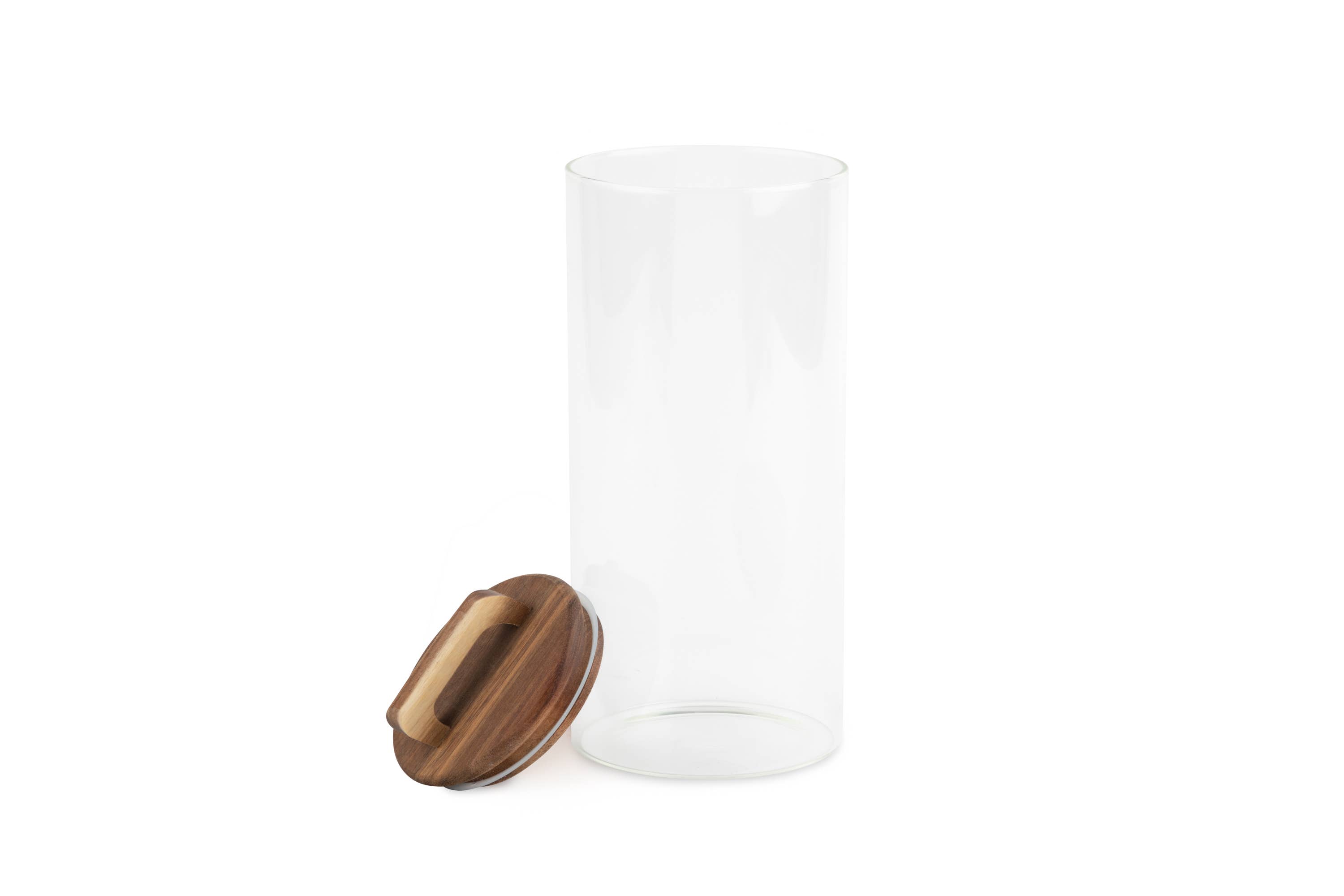 Core Home - Vente Boîtes - Bocal en verre de 44 oz avec couvercle en acacia1