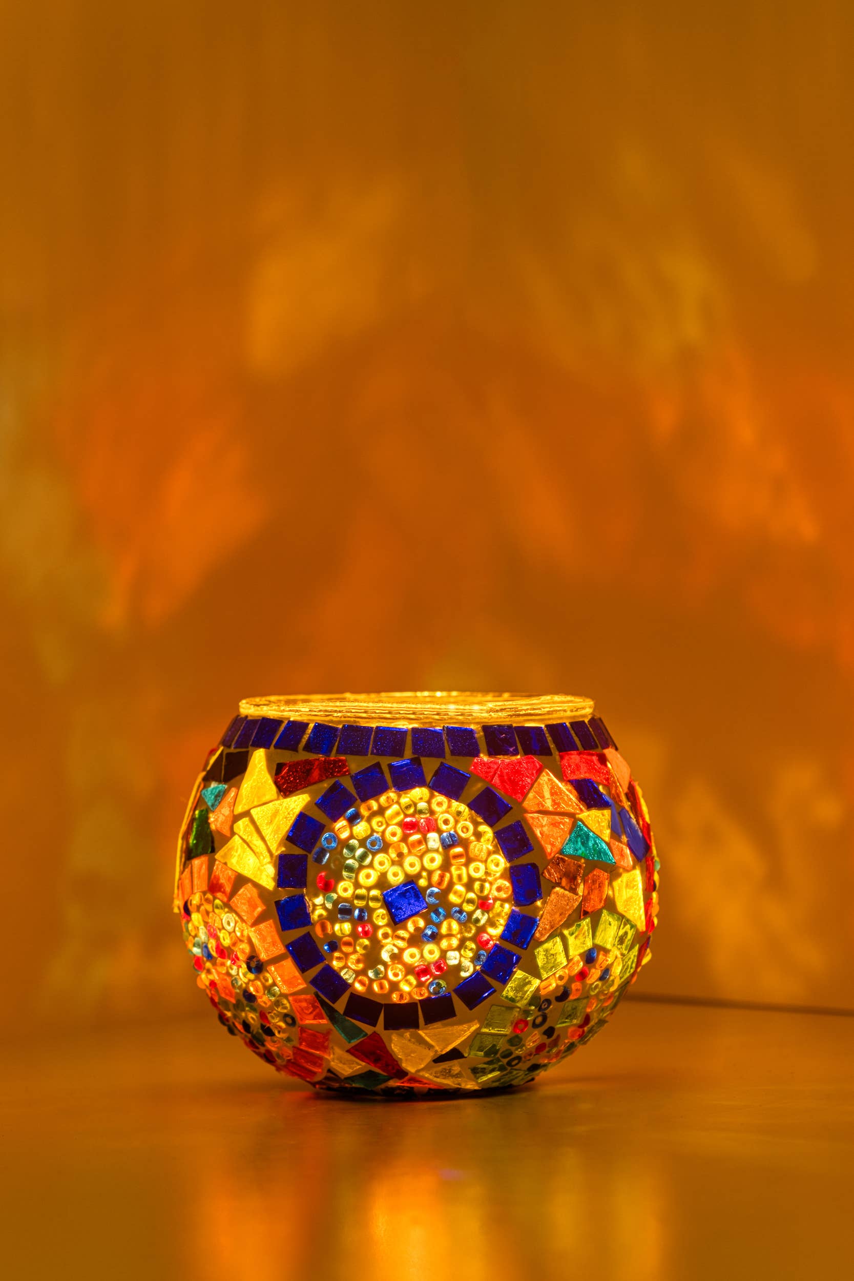 KAFTHAN - Wholesale Candle Holder - Large Mosaic Glass Candle Holders | Christmas Holiday Decor1