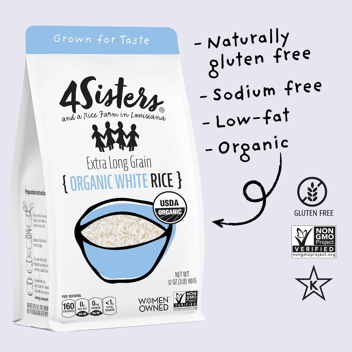 4Sisters - Wholesale Rice - 4Sisters Organic Long Grain White Rice - 2lb1