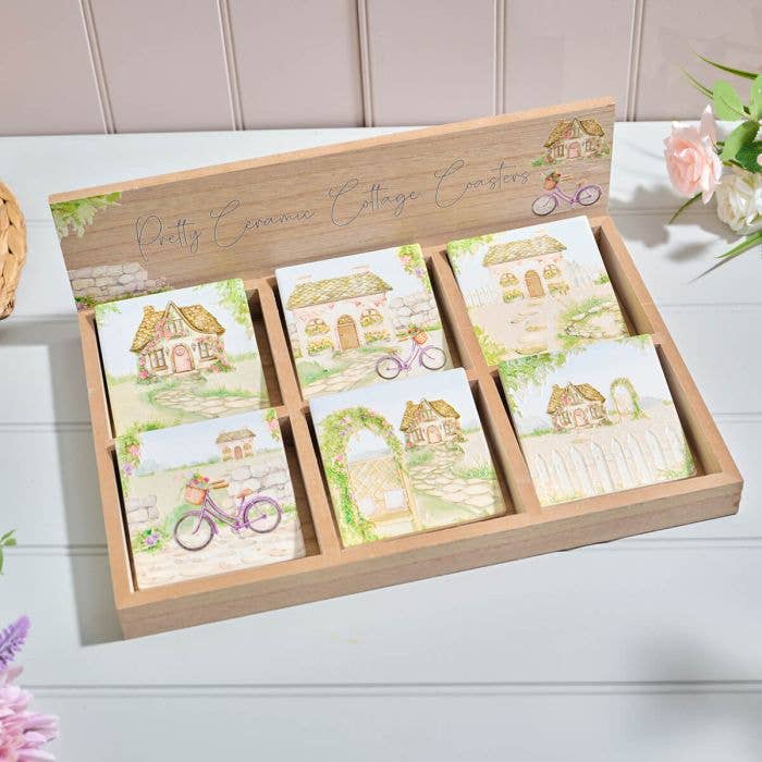 Cottage Garden Keramische 3D Verhoogde Detail Onderzetter 6 Assorti met Standaard van 36 voor wholesale door Langs