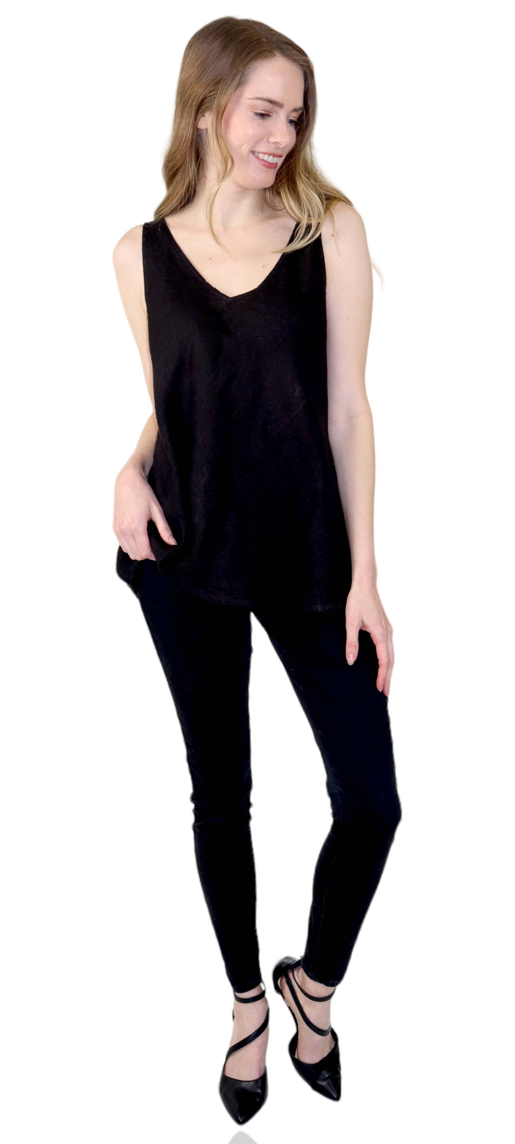 LINEN AND GAUZE - Wholesale Tunic - Women's - Biased cut perfect fit linen tunic, V neck Linen Tank tunic3