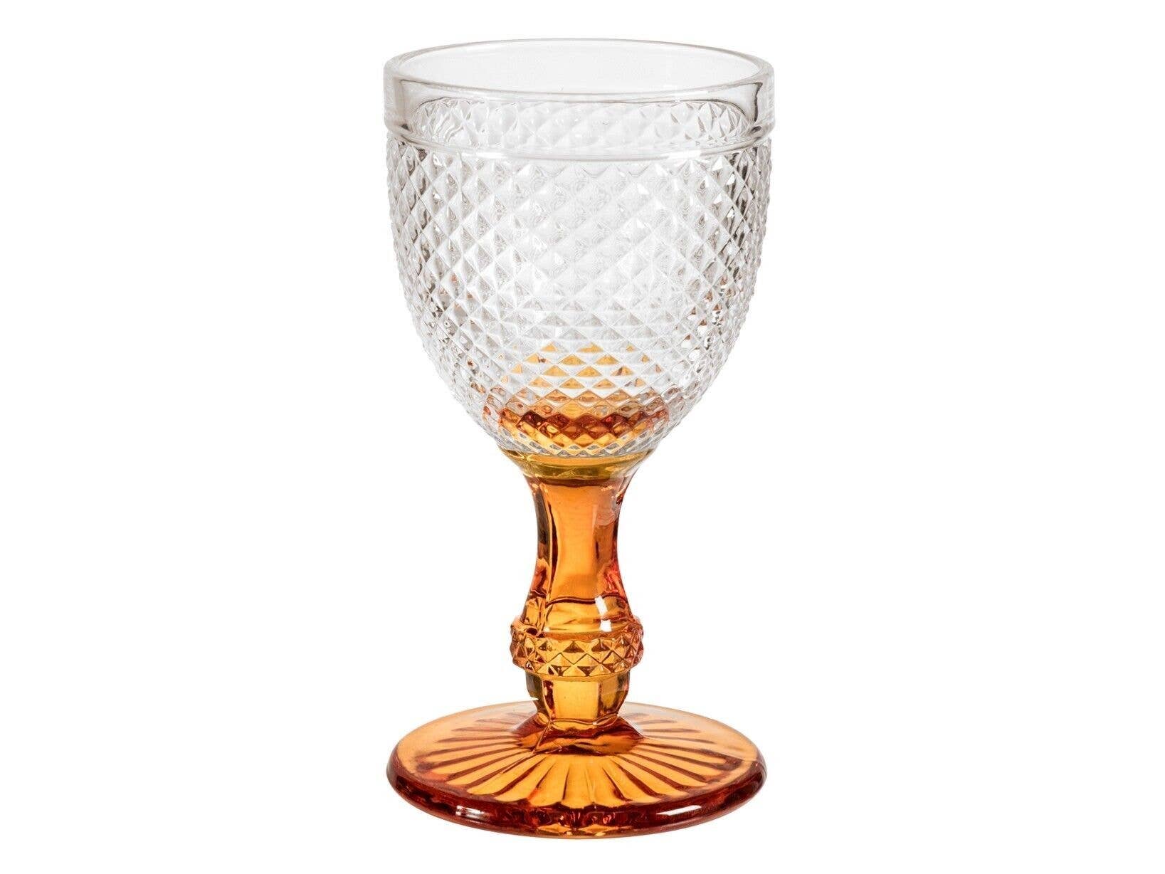 H&H - Wholesale Drinking Glass/Cup - Diamond-Cut Water Glass with Orange Base0