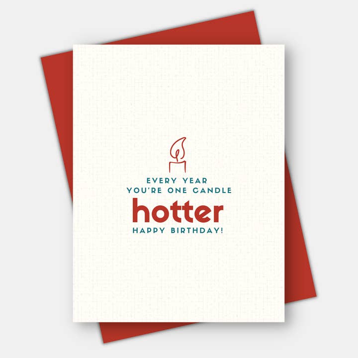 One Candle Hotter, Age-Positive Birthday Card for wholesale by Age-Friendly Vibes