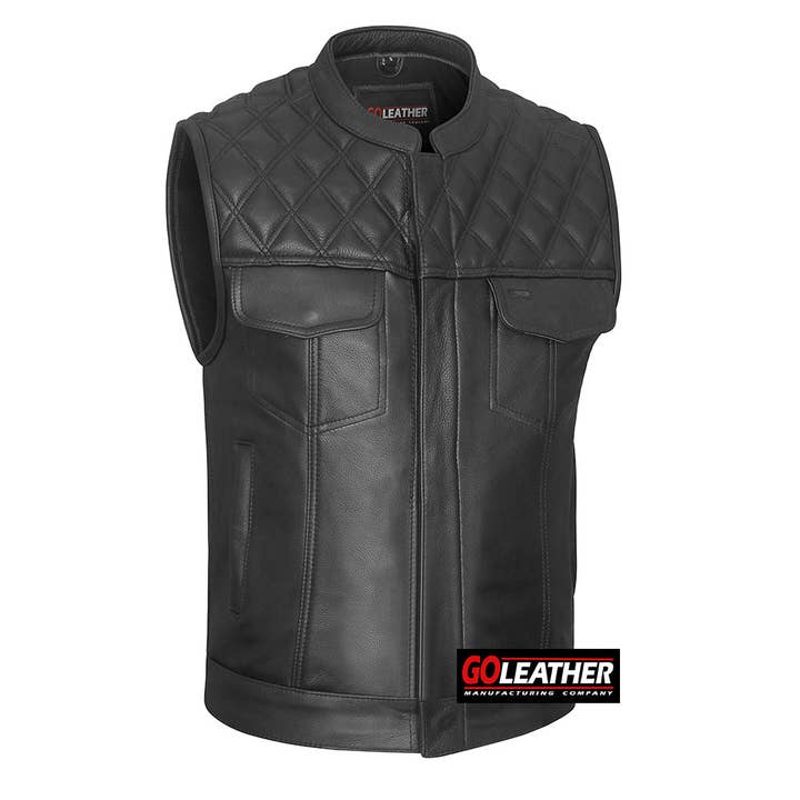 Onyx - Gilet en cuir premium avec diamants pour la vente par Goleather