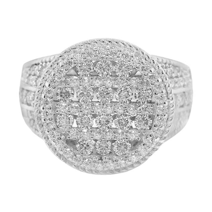Sterling Silver Moissanite Pave Round Men's Ring for wholesale by Atlanta Jewelers Supply