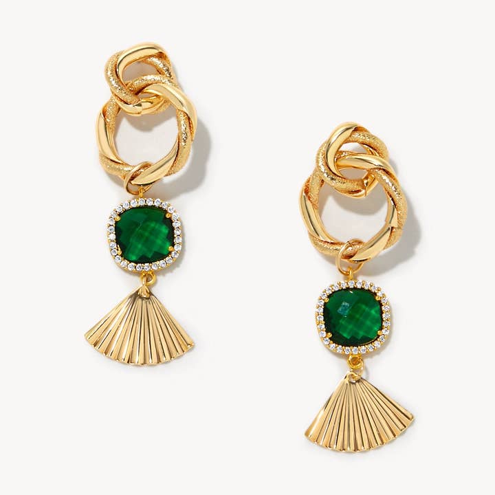 Emerald Earrings, Gift for Her, Green Gemstone Earrings, Greenstone Earrings, Birthstone Gift, Vacation Earrings for wholesale by Saharas Essentials