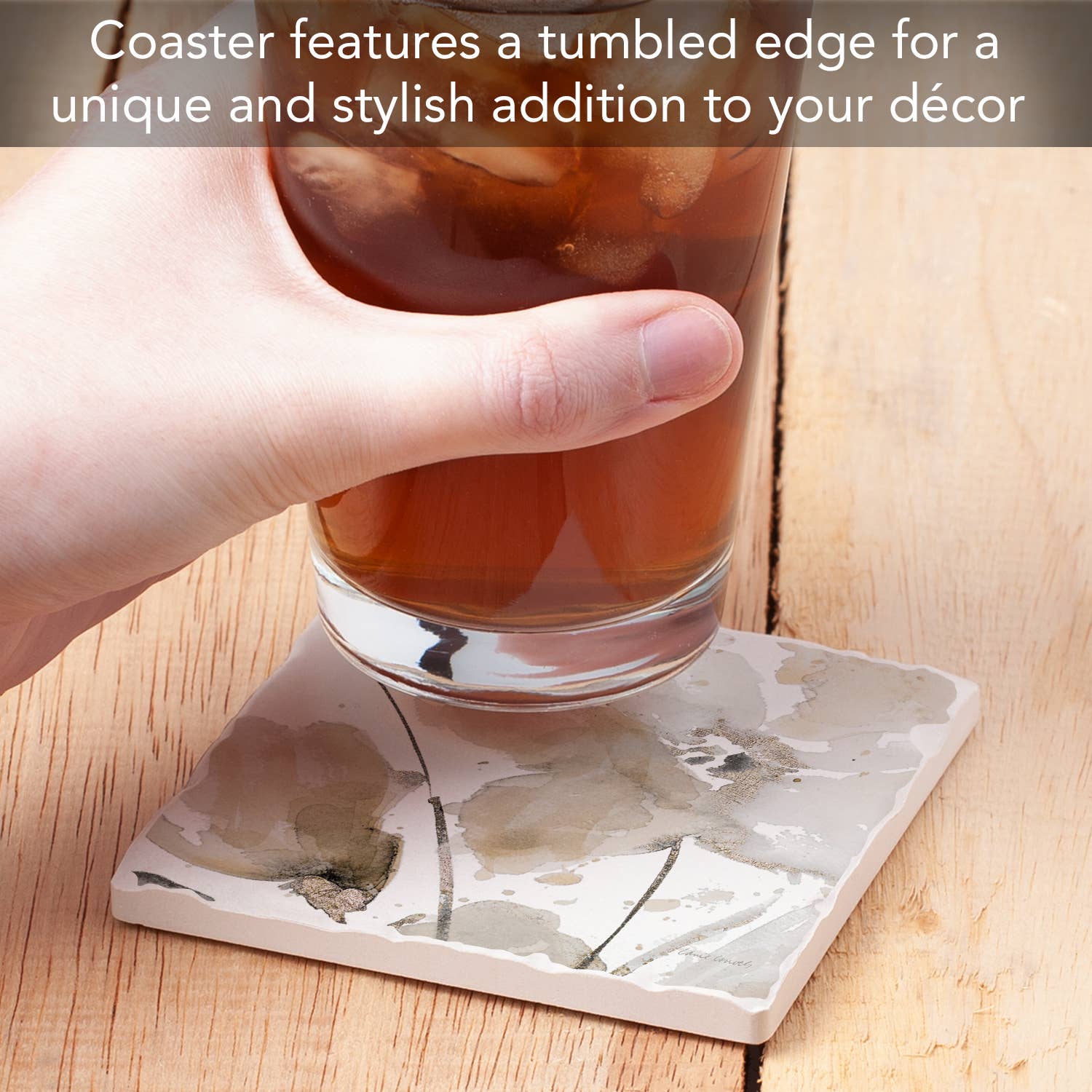 CounterArt/Highland Home/Thirstystone - Wholesale Coasters - Abstract Floral II Single Absorbent Stone Tumbled Tile Coast3